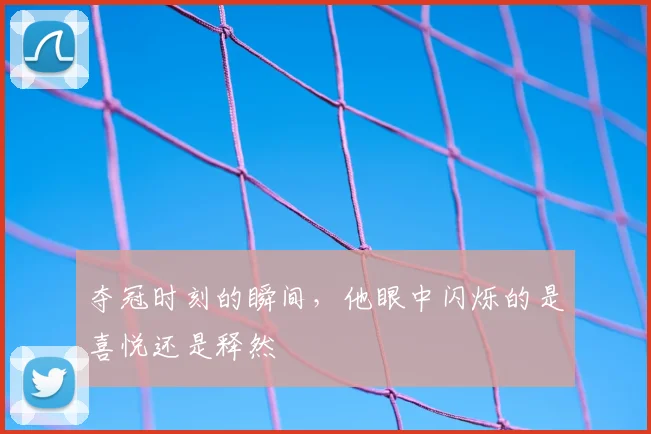 夺冠时刻的瞬间，他眼中闪烁的是喜悦还是释然